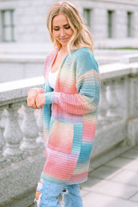 Gradient Knit Open Cardigan with Pockets