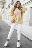 Stripe Stylish Overlap Detail Drop Shoulder Pullover Sweatshirt