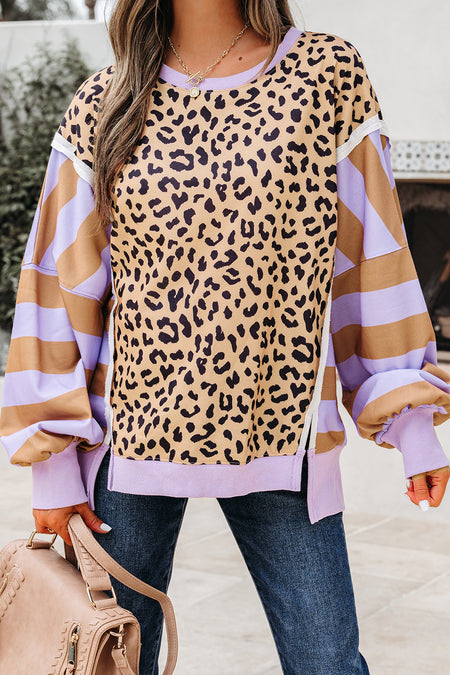 Color Block Leopard Sweatshirt
