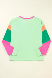 Colorblock Patchwork Long Sleeve Loose Top