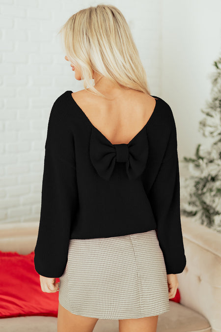 Bow Bubble Sleeve Sweater