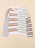 Stripe Blocked Drop Shoulder Slouchy Sweater