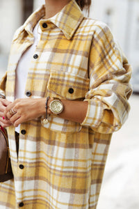 Plaid Flap Pocket Long Sleeve Shacket