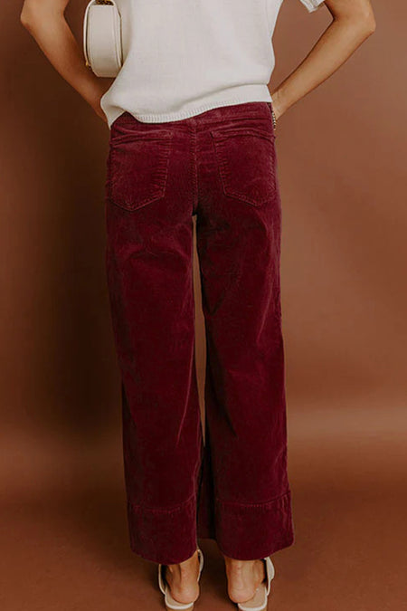 Corduroy High Waist Wide Leg Pants