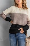 Color Block Netted Texture Pullover Sweater