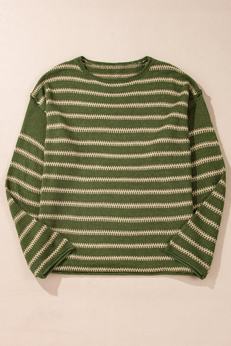 Stripe Drop Shoulder Casual Sweater