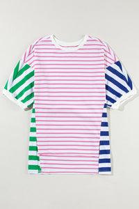 Multicolour Colorblock Patchwork Baggy T Shirt