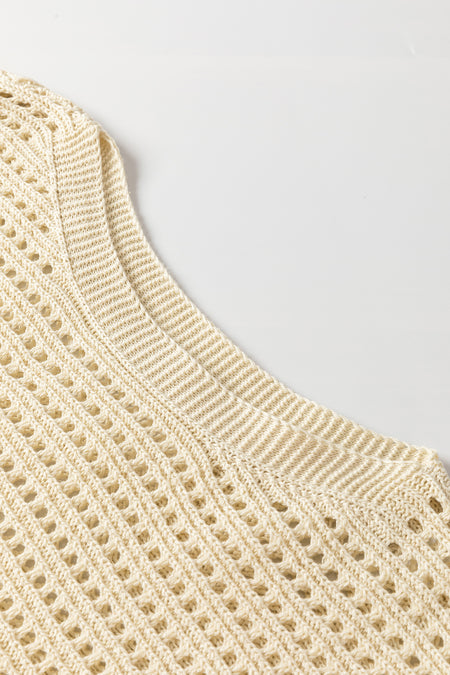 Open Knit Bracelet Sleeve Sweater