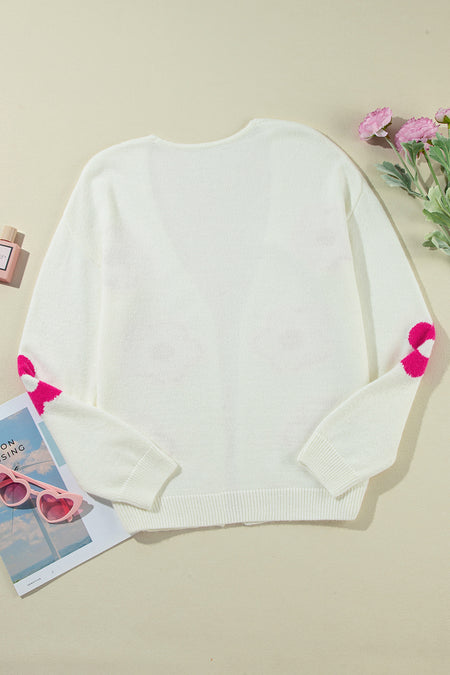 Flower Pattern Open Front Cardigan