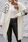 Flower Embroidered Drop Shoulder Open Front Duster Cardigan