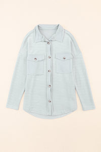 Contrast Flap Pockets Relaxed Shacket