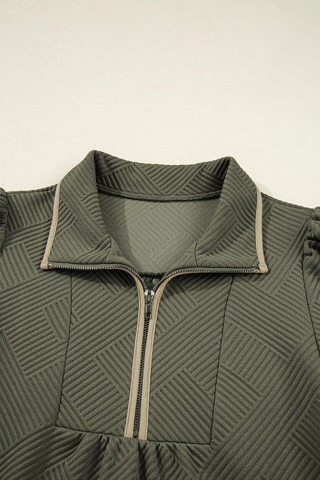 Quarter Zip Textured Mini Dress