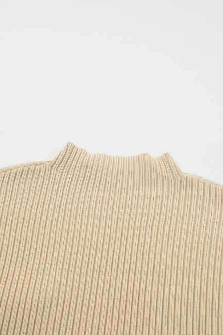 Patch Pocket Ribbed Knit Short Sleeve Sweater