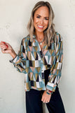 Buttoned Balloon Sleeve Loose Fit Shirt