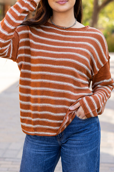 Stripe Drop Shoulder Casual Sweater