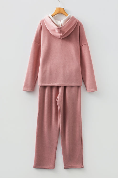 Pullover Hoodie and High Waist Pants Set