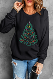 Rhinestone Christmas Tree Graphic Pullover Sweatshirt