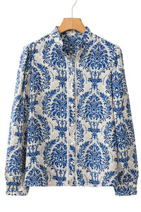 Bohemian Printed Bishop Sleeve Lace Shirt