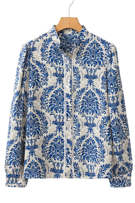 Bohemian Printed Bishop Sleeve Lace Shirt