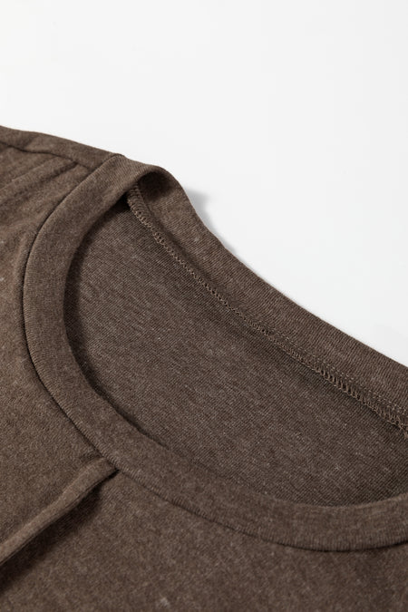 Solid Exposed Seam Crew Neck Long Sleeve Top