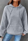 Quilted Kangaroo Pocket Drawstring Hoodie