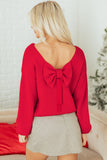 Bow Bubble Sleeve Sweater