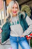 2-side Printed Christmas Tree Letter Graphic Sweatshirt