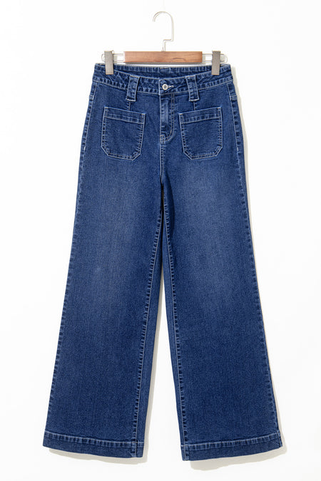 Wide Leg Pocketed High Waist Jeans