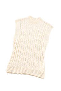 Cable Knit High Neck Sweater Vest