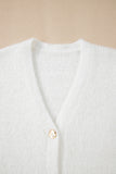 Fuzzy Buttoned Front Midi Solid Cardigan