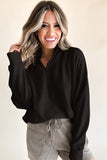 Zipped Neck Pullover Drop Shoulder Sweatshirt