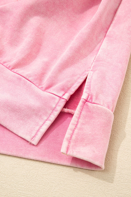 Mineral Wash Big Bow Patchwork Pullover Sweatshirt