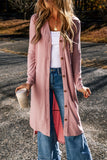 Ribbed Button-Up Split Duster Cardigan