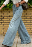 Acid Wash Extra Wide Leg High Waist Long Jeans