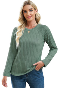 Ribbed Round Neck Knit Long Sleeve Top