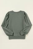 Textured Patchwork Round Neck Sweatshirt