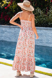 Boho Floral Smocked Ruffled Maxi Dress