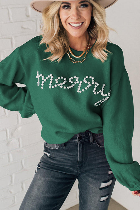 Pearl Beaded Merry Casual Sweater