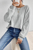 Textured Crossover Backless Knit Long Sleeve Top