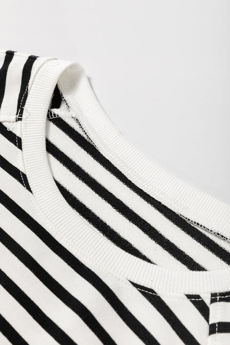 Stripe Raglan Sleeve Side Slits Loose Sweatshirt