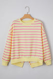 Stripe Stylish Overlap Detail Drop Shoulder Pullover Sweatshirt
