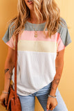 Ribbed Color Block Patchwork T-shirt