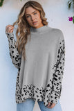Leopard High Neck Oversized Sweater