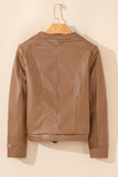 Faux Leather Zipper Slim Fit Bomber Jacket