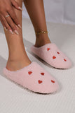 Heart Shape Embroidered Slip On Plush Slippers