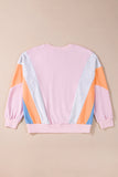 Color Block Batwing Sleeve Loose Fit Sweatshirt