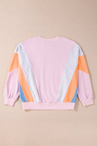 Color Block Batwing Sleeve Loose Fit Sweatshirt