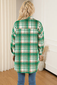 Plaid Flap Pocket Long Sleeve Shacket