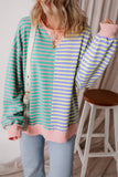 Stripe Casual Stripe Colorblock Drop Shoulder Oversize Sweatshirt