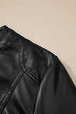 Faux Leather Zipper Slim Fit Bomber Jacket